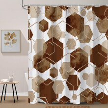 Rideau de douche imperméable géométrique marron moderne, 183 x 213 cm, ensemble de rideau de bain en tissu pour la décoration intérieure
