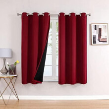 100% Blackout Curtains for Bedroom, Thermal Insulated Grommet, 2 Panels (Burgundy, 42x63 in), Compatible with Standard Rods