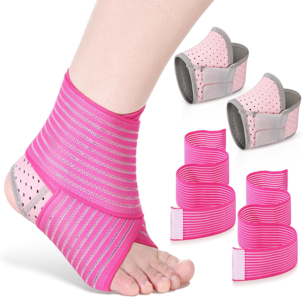 Pink 2 Pairs Kids' Ankle Support Braces Â Elastic, Breathable Neoprene Compression Sleeves, Adjustable,