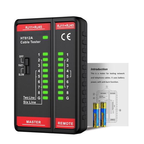 Δοκιμαστής καλωδίων δικτύου HT812A για RJ45/RJ11, CAT5–CAT6A, ομοαξονικές, βίντεο, γραμμές