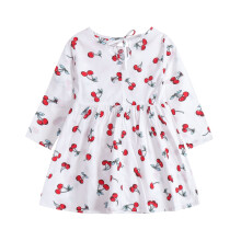 Småbarnsbabyflicka sommarklänning långärmad tryckt klänning blommig prinsessklänning vår
