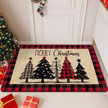 Tapete de Natal 60x40cm, Tapete de Porta Lavável Antiderrapante para Banheiro, Cozinha, Quarto, Sala de Estar, Área Externa – Decoração e