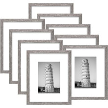Set de 9 rame foto 8x10, imagini de afișare 5x7 cu suport sau 8x10 fără suport, ramă foto pentru montare pe perete sau pe masă, gri