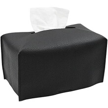 Taschentuchbox-Überzug aus PU-Leder, 24 x 13 x 13 cm, Schwarz