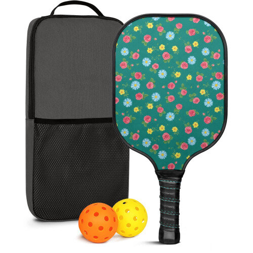 Σετ κουπιών Pickleball από fiberglass με λουλούδια, 2 τεμάχια και 2 μπάλες
