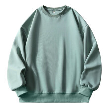 Sweat-shirt vert uni à manches longues et col rond pour homme, taille L