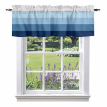 Minimalista kék-fehér ombre csíkos karnis, rúdzsebbel, 54x18 hüvelyk, konyhába, hálószobába, fürdőszobába, nappaliba