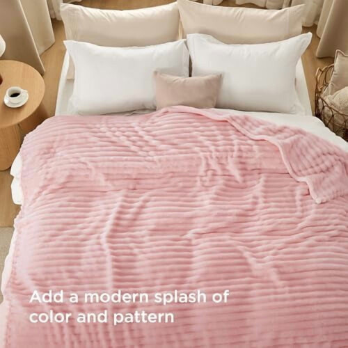 Κουβέρτα GentleSoft Coral Pink Fleece Queen για Καναπέ - Υπερ-μαλακές, άνετες κουβέρτες για 1