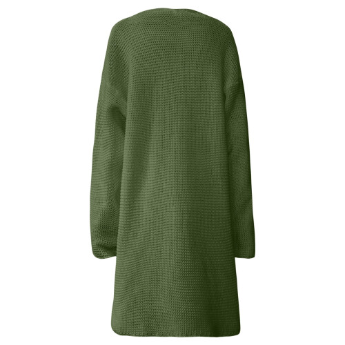 Gilet long vert, léger et ample, grande taille, uni, décontracté, en maille. 1