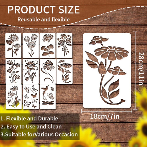 Floral Stencil Set Reusable Large Flower Templates 2