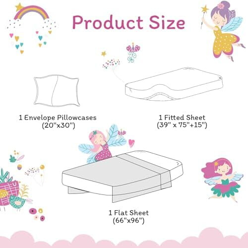 Paarse Fee Microfiber Kinderlakenset, Tweepersoons 1