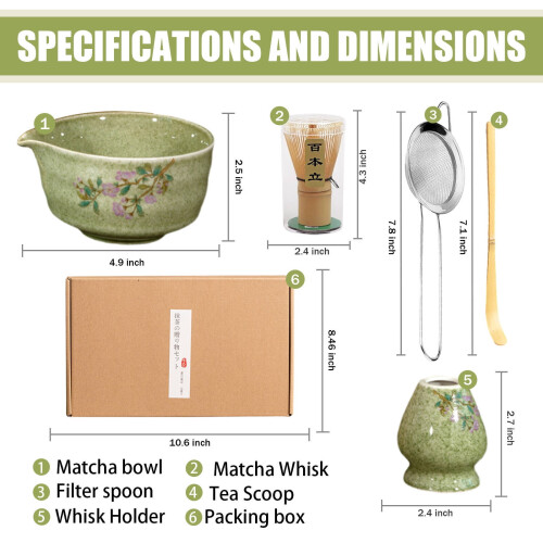 ACDANC5-delige Matcha Garde Set, Bamboe Schep Matcha Thee Set, Efficiënte Matcha Kit, Groen1 1