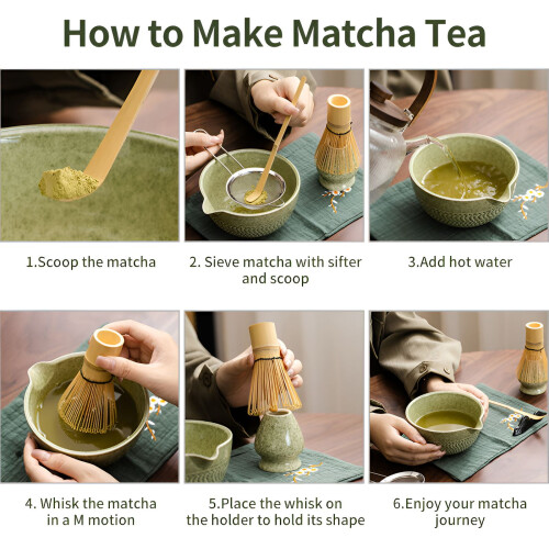ACDANC5-delige Matcha Garde Set, Bamboe Schep Matcha Thee Set, Efficiënte Matcha Kit, Groen1 2