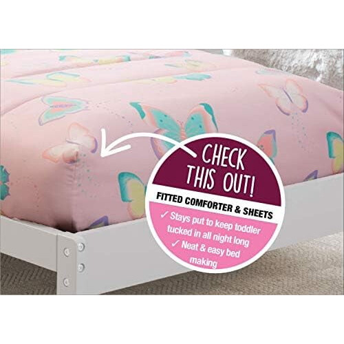 Toddler bedding set pink butterfly 4 pcs 2
