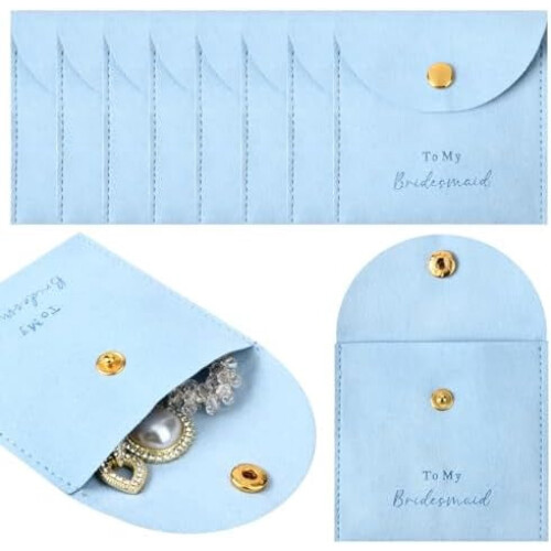 Brautjungfern-Schmuckbeutel-Set, 8-teilig, blauer Samt 1