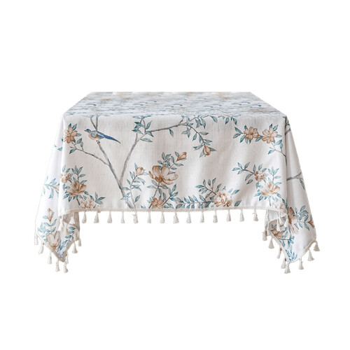 Blomster- og fugleduk 135 x 102 cm polyester 1