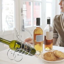 Worgeous Stainless Steel Wine Bottle Holder for Home Use Silver Modern Style Design 7.1 Inches