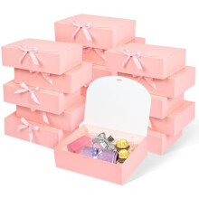 Lot de 12 coffrets cadeaux roses avec couvercles (129,83,1"), coffrets de luxe pour demandes en mariage et mariages avec ruban – Convient pour