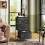 Nightstand with Fabric Storage Steel Frame Wood Top 4