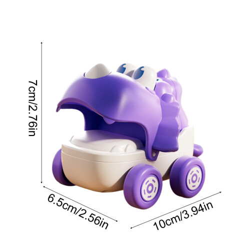 Pull String Dinosaur Toy Car – Purple, 10 cm 2