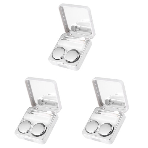 3Pcs Silver Lens Case Durable Plastic Lens Storage Container Organizer 1