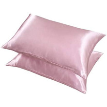 Fronha de cetim tamanho queen para cabelo e pele, conjunto de 2 fronhas de cetim de seda rosa, capas de travesseiro refrescantes de cetim com