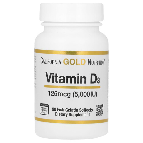 Καλιφόρνια Gold Nutrition, Βιταμίνη D3, 125 mcg (5,000 IU), 90 Θαλασσινά Γελοτζέλ