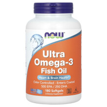 (180 Softgels) NOW Ultra Omega-3 Fish Oil Softgels - 500mg EPA / 250mg DHA