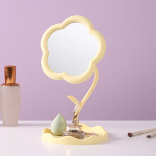 Sunflower Makeup Mirror under $5! Storage Beauty Desktop Mirror with Tray, Yellow, 6.49x6.49in