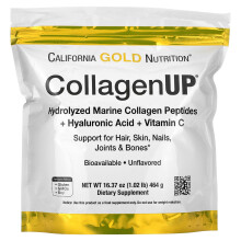 California Gold Nutrition, CollagenUP, Hydrolyserad Marin Kollagenpeptider med Hyaluronsyra och Vitamin C, Osmakron, 16,37 oz (464 g)