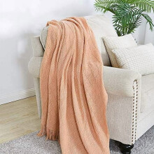 Orange Throw Blanket 60x80 Inches Throw Textured Solid Soft Sofa Throw Couch Knitted Decorative Blanket