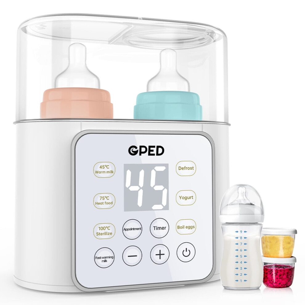 9-in-1 Baby Bottle Warmer with Timer & LCD Display, BPA-Free, Accurate Temp Control for Breastmilk & Formula, Compatible with All Bottles