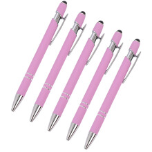 Stylo à bille en aluminium avec pointe tactile - Corps en métal, 1,5 g d'encre, lot de 5 (rose) pour le travail, les études et l'utilisation sur