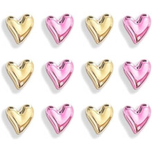 Lot de 12 aimants de réfrigérateur en forme de cœur rose et doré, mini aimants « amour » de 2,1 cm pour la maison, le bureau et les tableaux