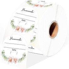 Aquarell-Einmachetiketten, 5 cm große Blumenmuster mit Linien für Einmachgläser, ideal für selbstgemachte Marmelade, 500 Stück