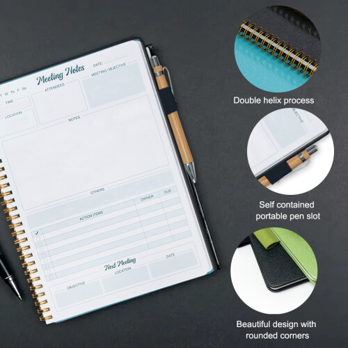 Arbejdsnotesbog Organizer Planner Sort 1 stk. 2