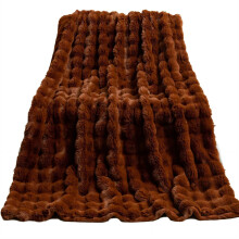 AUQ Weighted Blanket,Non-Fading Color Faux Fur Throw Blanket,Bubble-Textured Checkered Blanket for Extra Comfort,Brown,27.5"39.3"