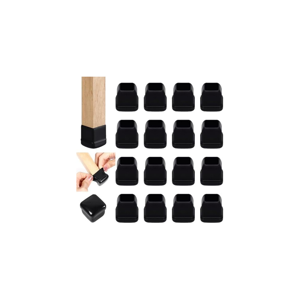 16Pcs Chair Sliders For Carpet & Hardwood, Square Glide Pads, Protect Floors, Black, Fit 0.75"-1" 9405492909717