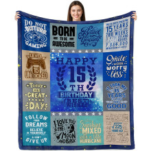 Couverture pour le 15e anniversaire (152 x 127 cm) pour garçons et filles, cadeau de quinceañera, compatible avec les chambres d'adolescents