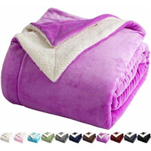 Sherpa Fleece Throw Blanket Queen Size Purple