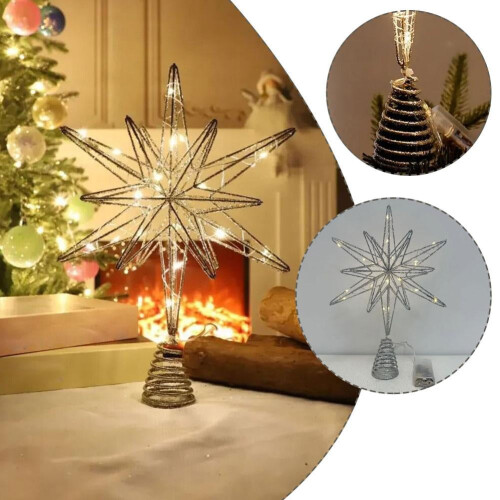 Iron Christmas Star Tree Topper with 20 LED Lights 1