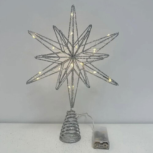 Iron Christmas Star Tree Topper with 20 LED Lights 2
