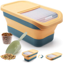 Recipient pliabil pentru depozitarea hranei pentru câini (4,5-6,3 kg), sigilat cu capac glisant și lingura, compatibil cu hrana pentru pisici,