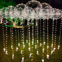 Lot de 10 ballons Bobo lumineux LED de 50 cm avec guirlande lumineuse, transparents – Décoration pour anniversaire/mariage/Noël/remise de