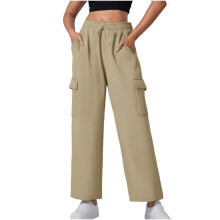 Women's Cargo Pants Water Resistant Workwear Trousers Elastic Waist Durable Multi Pockets Outdoor Hiking Wide Leg Travel Adventure Military Style