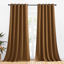 Blackout Curtains 70x108" Gold Brown 2 Panels Microfiber