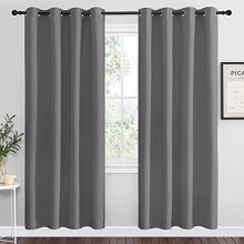Blackout Curtains 34x60 in Grey with Silver Grommets 2 Pack