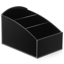 Magnifique organiseur de bar à café en acrylique noir avec compartiments séparés pour le rangement. Finitions soignées. Dimensions : 12 x 9 x 13