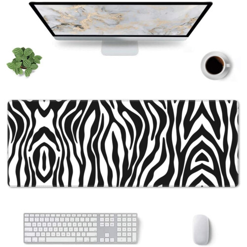 Zebra Texture Extended Gaming Mouse Pad, 31,511,8 ίντσες, αντιολισθητική βάση από καουτσούκ και
