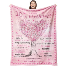 Kuscheldecke zum 10. Geburtstag für Mädchen, 50 x 60 Zoll